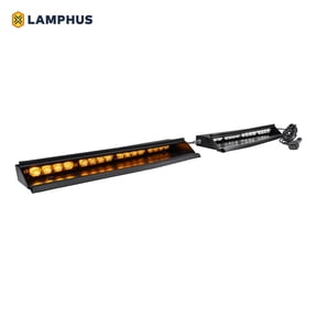 SolarBlast 18" 16-Watt LED Emergency Visor Light Kit [Universal Fit] [48 Flash Patterns] [12.5 ft Cord] [Plug-and-Play] Interior Dash/Windshield LED Strobe Light Bar - Amber / White