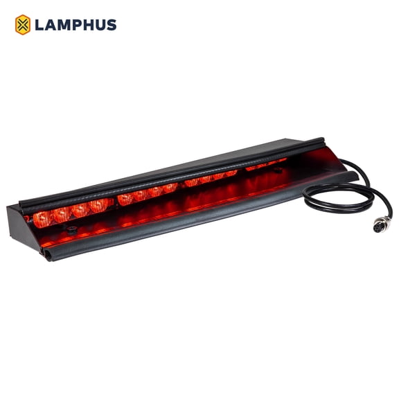SolarBlast 18" 16-Watt LED Emergency Visor Light - Passenger Side [Universal Fit] [48 Flash Patterns] [12.5 ft Cord] Interior Dash/Windshield LED Strobe Light Bar - Red