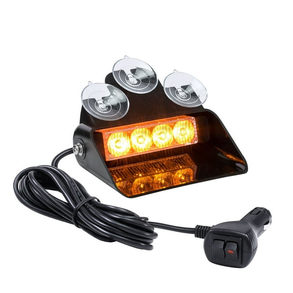 SolarBlast SBWL14 4W AMBER LED Warning Strobe Dash Light [32 Flash Modes] [Adjustable Angle] [Suction Cups] Yellow Flashing Emergency Dash Windshield Light for Truck Vehicles