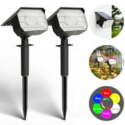 SolarEra Garden Solar Powered Spot Lights IP65 Waterproof Solar Wall Lights with 46 LED 1500 MAH Large Battery Capacity for Outdoor Landscape Yard Decor with 7 Lighting Modes Adjustable, 2 Pcs