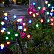 SolarEra Outdoor Garden Solar Tree Branch Light Small White Ball 2 Lighting Modes Solar Firefly LED Lights Garden Stake Lights IP65 Waterproof for Patio 2 Pcs Multicolor Ball