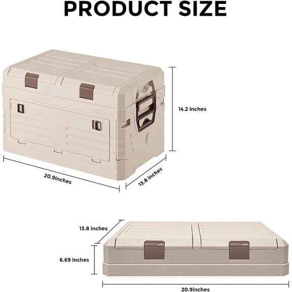 SolarPlay Outdoor Storage Box with Lid, Space-Saving, 60 L Large Capacity Collapsible & Airtight Storage Box for Camping, Home, Garage, RV and Outdoor (, L)