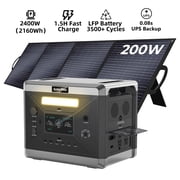 SolarPlay Q2501 2400W 2160Wh Portable Power Station with 200W Solar Panel, 1.5H Fast Charge Generator for Home Use, Camping, RV, Emergency Power