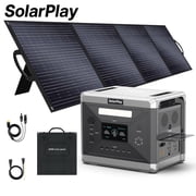 SolarPlay Portable Power Station, 2400W/2160Wh Large Capacity Solar Power Station, with 200W Solar Panel, 4 AC Outlets 4800W Peak, Emergency Power Station for Home, Camping, Outdoor Battery Backup
