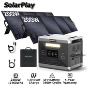 SolarPlay 2400W/2160Wh Portable Power Station, with 2 x 200W Solar Panel, 4 AC Outlet (4800W Peak), Emergency Power Station for Home, Camping, Outdoor Battery Backup