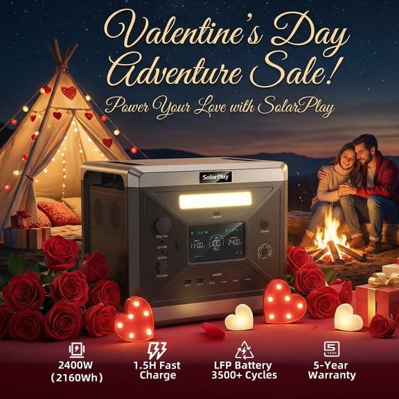 SolarPlay Portable Power Station Q2501, 2400W LFP Solar Generator, Full Charge in 1.5 Hr, 2160Wh Solar Powered Generator for Home Backup(Solar Panel Optional)