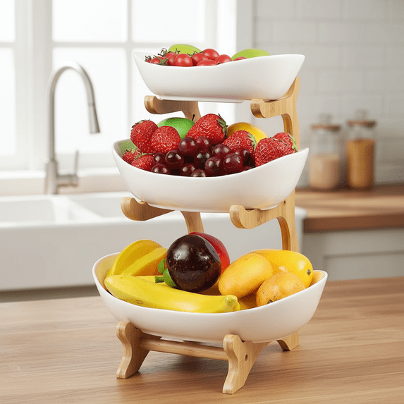 SolarSoda Ceramics Storage Baskets, 3 Tiers Detachable