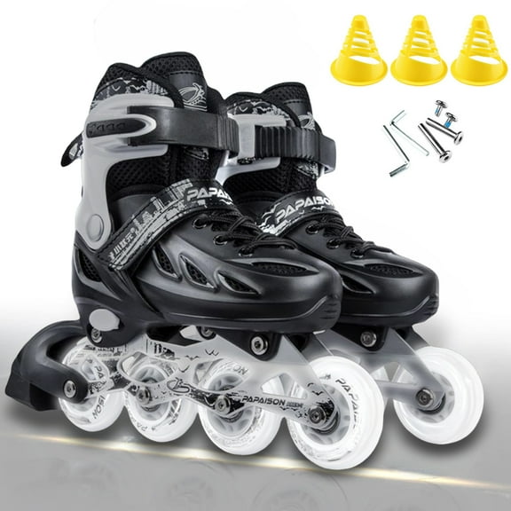 SolarSoda Adjustable Size Inline Skates for Women Girls Boys, Light up Roller Skates(Large)