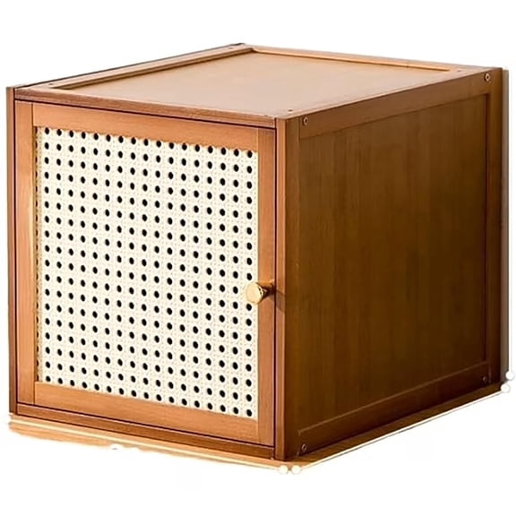 SolarSoda Solid Wood Stacking Cabinet with Doors - Large Capacity Storage Organizer for Clothing, Bedding & Home | Dust-Proof, Mildew-Proof & Easy to Assemble, Brown