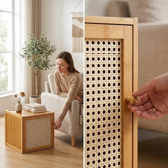 GIATUEE Solid Wood Stacking Cabinet with Doors - Large Capacity Storage Organizer for Clothing, Bedding & Home | Dust-Proof, Mildew-Proof & Easy to Assemble, Orginal Color