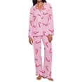 thumbnail image 1 of Solara Christmas Pajamas Womens Silk Satin Pajamas Set Long Sleeve Button Down Sleepwear 2 Piece Lounge Set Pj Set XS-3XL (Pink,Medium), 1 of 5