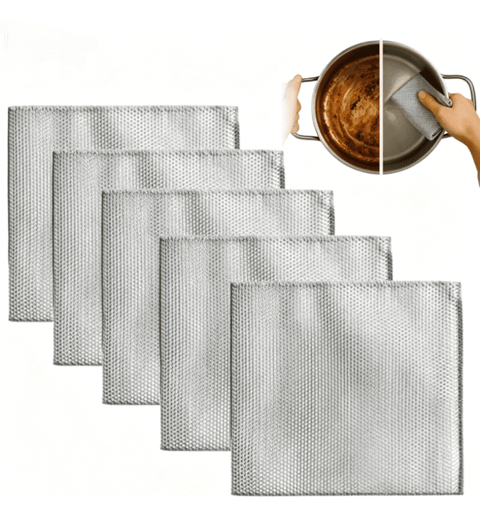 Solara Lux Scrub Cloths,Silver Mesh Dish Cloths, Multipurpose Reusable Non-Scratch Solara Luxscrub Wire Dishwashing Rags for Kitchen Dishes, Sinks, Wet & Dry Cleaning, Multiple Packs (3/5/10/20)