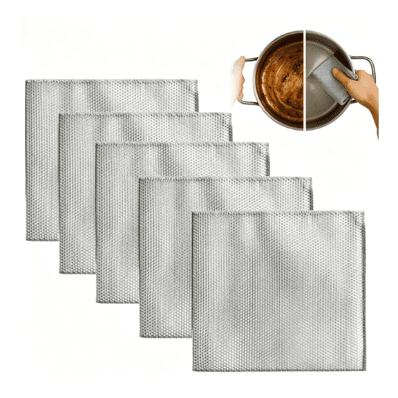 Solara Lux Scrub Cloths,Silver Mesh Dish Cloths, Multipurpose Reusable Non-Scratch Solara Luxscrub Wire Dishwashing Rags for Kitchen Dishes, Sinks, Wet & Dry Cleaning, Multiple Packs (3/5/10/20)