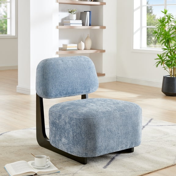 Solara Modern Accent Chair with Solid Wood Frame, Blue