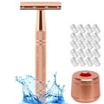 thumbnail image 1 of Solara Safetyedge Razor for Women - Reusable Shaver with 20 Double Edge Blades (Pink), 1 of 7
