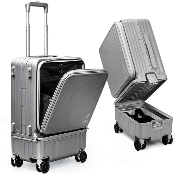 Solaraft Carry On Luggage with Dual Compartment 22x14x9 Airline Approved 20 inch Carryon Suitcase Hard Shell Lightweight Wet Dry Separation luggage with Wheels for Gym Swim Weekend Travel Men Women