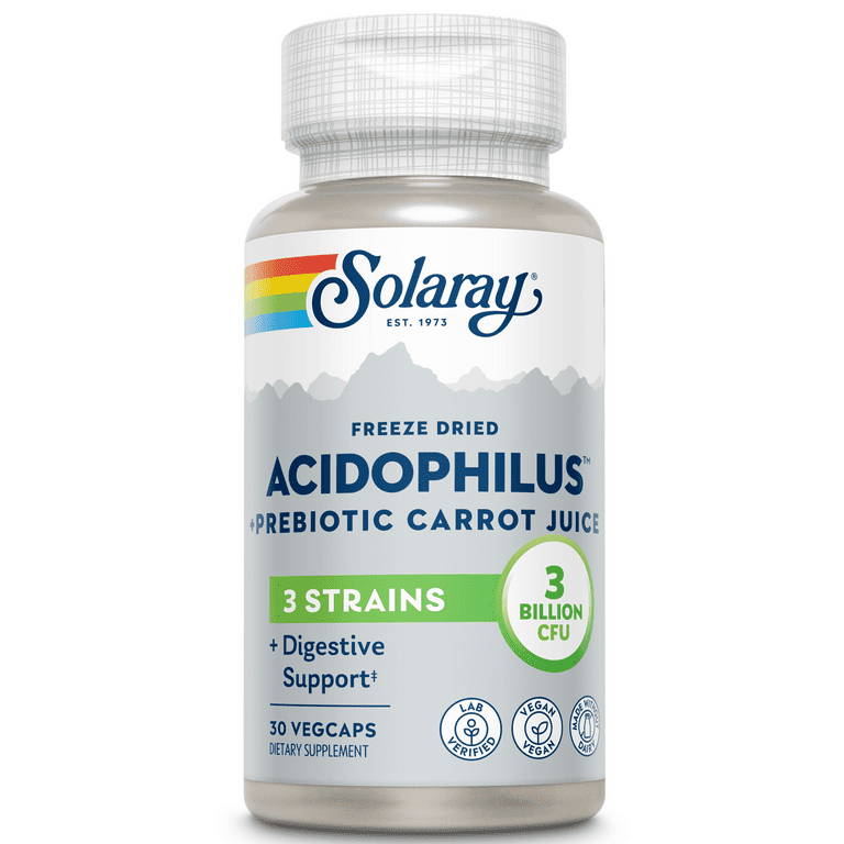 Solaray Acidophilus 3 Strain Probiotic &amp; Prebiotic Carrot Juice 