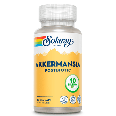SOLARAY Akkermansia Postbiotic, Akk11, 10 Billion TFU, Beneficial Strain for Gut Health Support, Vegan, Gluten-Free, 60-Day Guarantee, 30 Servings, 30 VegCaps