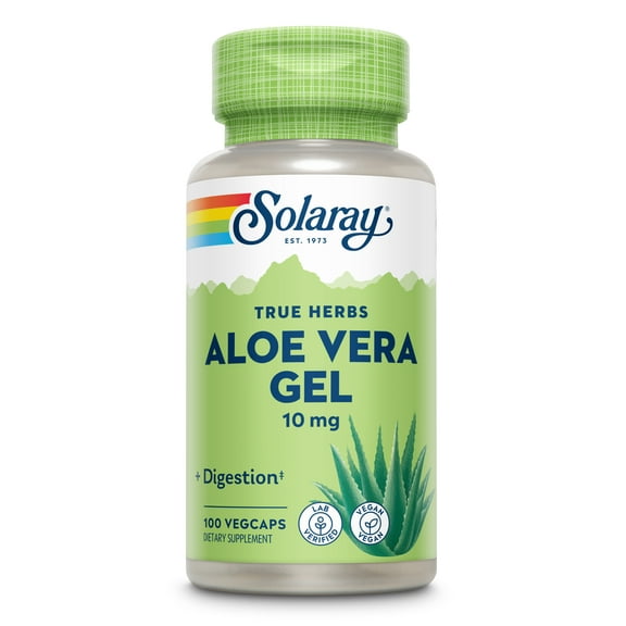 Solaray Aloe Vera Gel Concentrate | Equivalent to 2000 mg | Antioxidant Activity & Healthy Digestion & Skin Support | Non-GMO & Vegan | 100 VegCaps