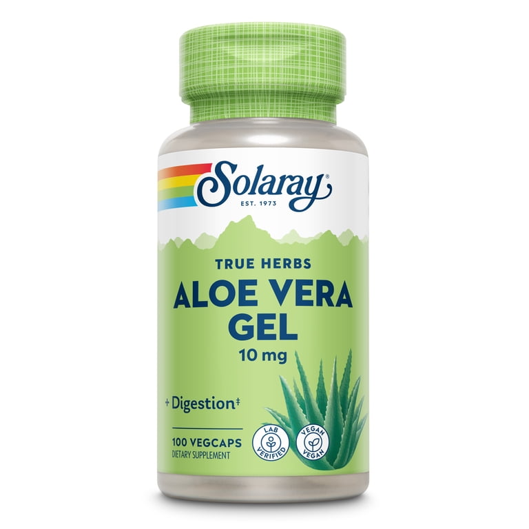 Solaray Aloe Vera Gel Concentrate | Equivalent to 2000 mg | Antioxidant  Activity & Healthy Digestion & Skin Support | Non-GMO & Vegan | 100 VegCaps