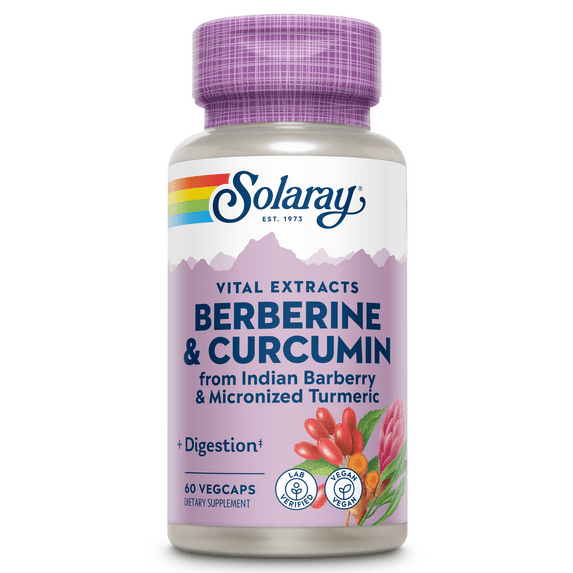 Solaray Berberine & Curcumin Root Extracts | Healthy Digestive, Cardiovascular & Metabolic Function Support | 60 VegCaps