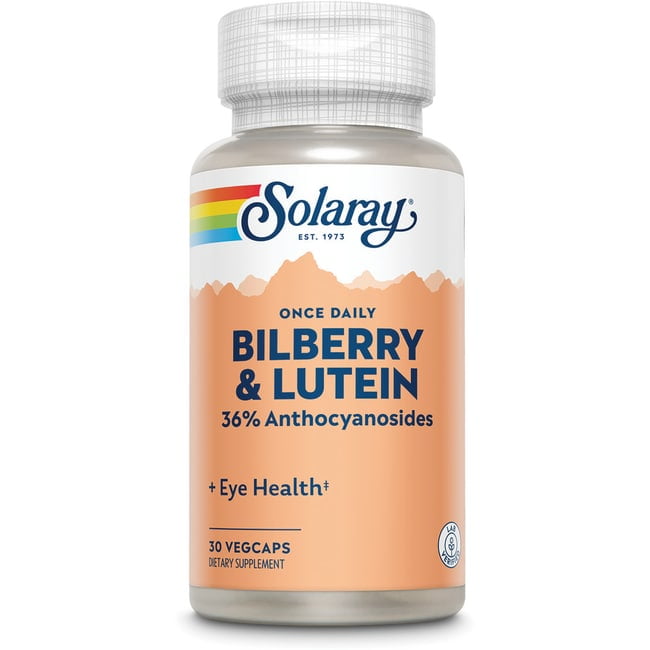 Solaray Bilberry & Lutein Vision Vitamins, Daily Eye Health Supplement