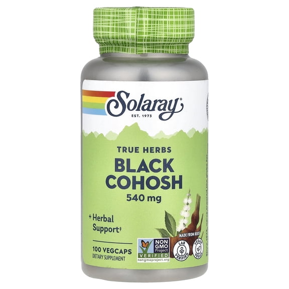 Solaray Black Cohosh 540 mg | Womens Health & Menopause Support Supplement | Whole Root | Non-GMO, Vegan & Lab Verified | 100 VegCaps