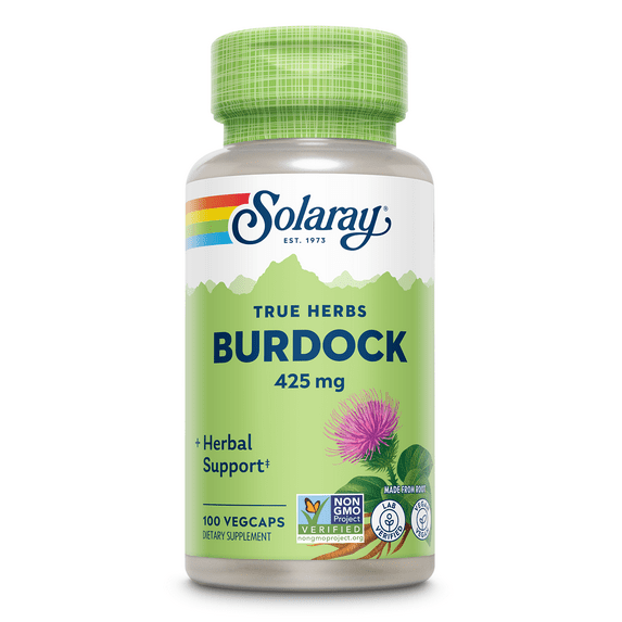 Solaray Burdock Root 425 mg | Healthy Liver, Kidney, Digestion, Circulation, Joint & Skin Support | Antioxidant Activity | Non-GMO | 100 VegCaps