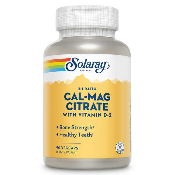 Solaray Cal-Mag Citrate with Vitamin D 2:1 Capsules, 90 Count