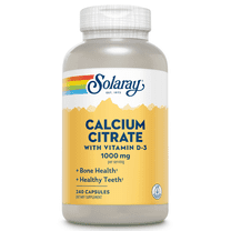 Solaray Calcium Citrate w/ Vitamin D3 1000mg, Healthy Bones & Teeth, Heart, Muscle & Nerve Support, 60 Serv, 240 VegCaps