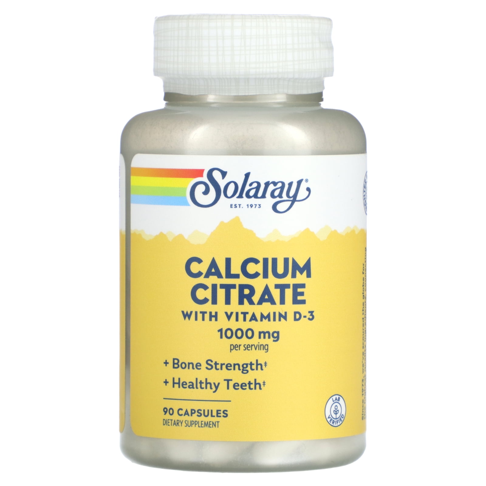 Solaray Calcium Citrate with Vitamin D-3 1000mg | For Healthy Bones & Teeth, Cardiovascular, Muscle & Nerve Function | Enhanced Absorption | 90 Ct