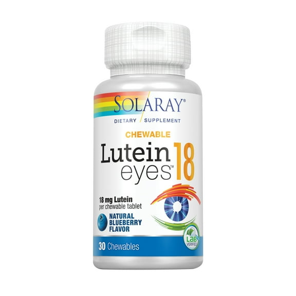 Solaray Chewable Lutein Eyes 18 | Eye & Macular Health Support Supplement w/ Naturally Occurring Lutein and Zeaxanthin | Non-GMO | 30 Chewables