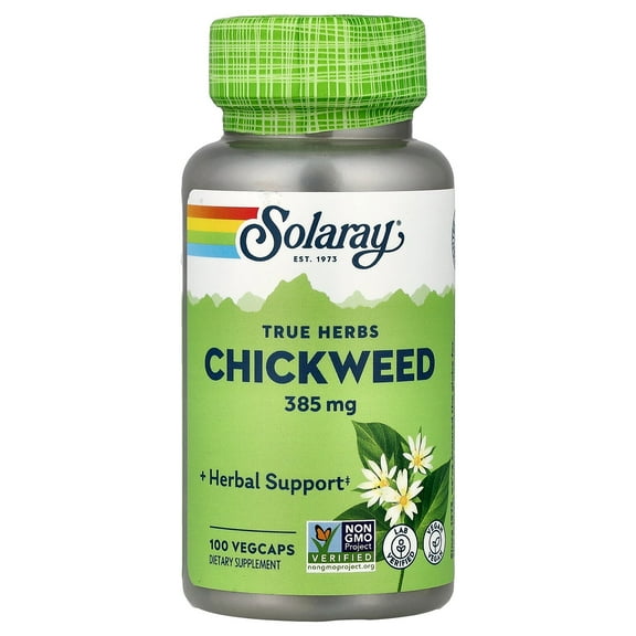 Solaray Chickweed 385 mg | Herbal Supplement | Healthy Digestion, Skin & Appetite Support | Non-GMO, Vegan & Lab Verified | 100 VegCaps