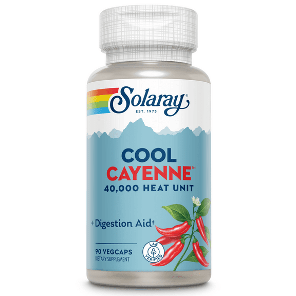 Solaray Cool Cool Cayenne 40,000 HU | Healthy Digestion, Circulation, Metabolism & Cardiovascular Support | 90 VegCaps