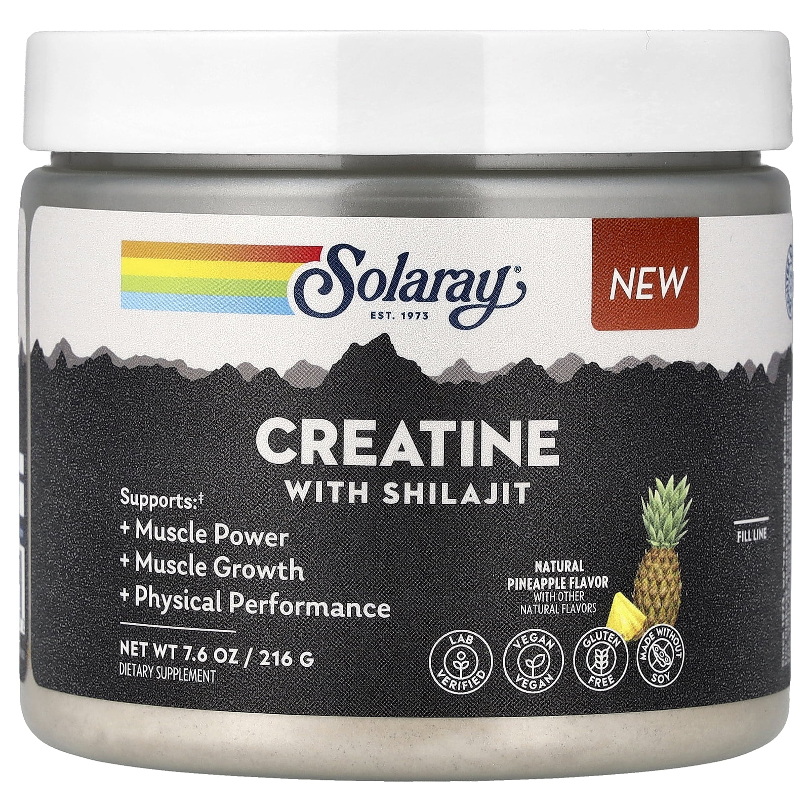 Solaray Creatine with Shilajit, Natural Pineapple, 7.6 oz (216 g)