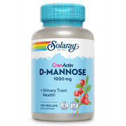 Solaray D-Mannose 1000mg with CranActin Cranberry Extract - D Mannose Cranberry Supplement with Vitamin C - Supports Urinary Tract and Bladder Health - Vegan, 60 Day Guarantee (120 CT)