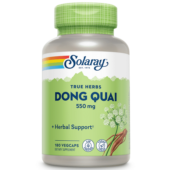 Solaray Dong Quai Root 550mg | Healthy Menstrual & Menopausal Support | Womens Health Supplement | Whole Root | Non-GMO, Vegan & Lab Verified | 180ct