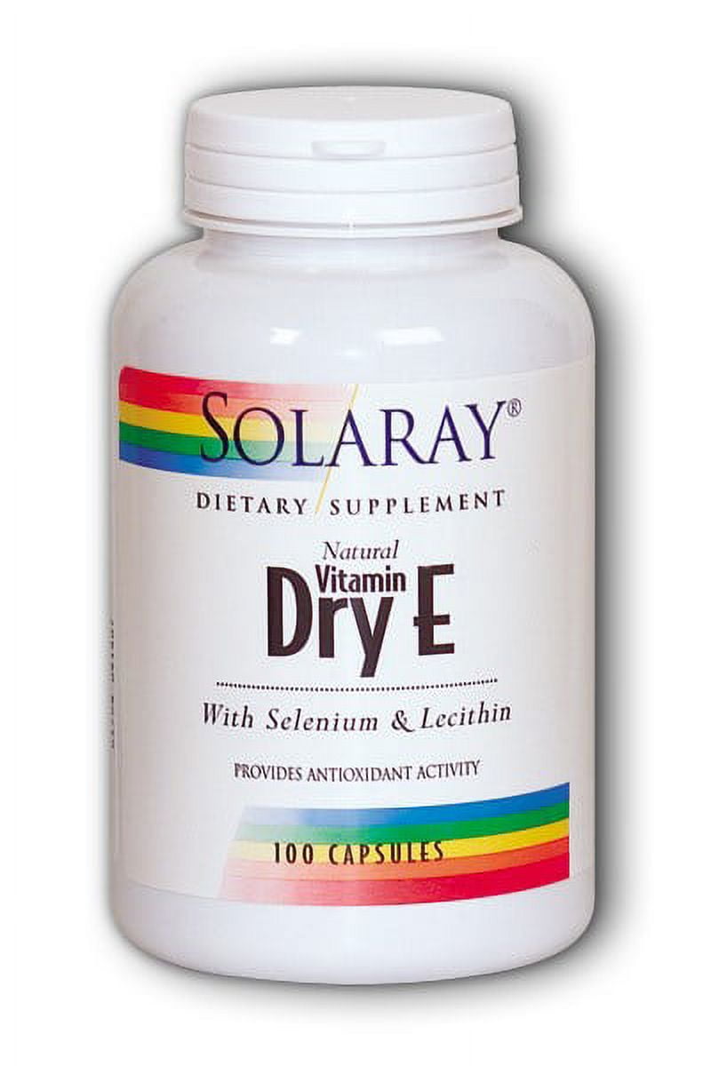 Solaray Dry Vitamin E plus Selenium and Lecithin 200 IU 100 Capsules