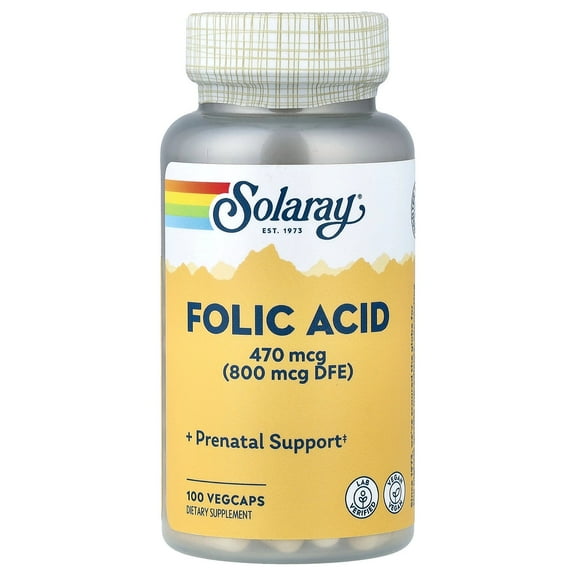 Folic Acid-800 800 mcg By Solaray - 100 Capsules