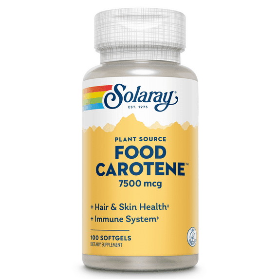 Solaray Food Carotene, Vitamin A as Beta Carotene 25000IU | Carotenoids for Healthy Skin & Eyes, Antioxidant Activity & Immune System Support | 100ct