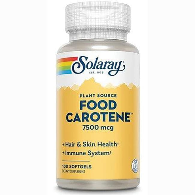 Solaray Food Carotene, Vitamin A as Beta Carotene 25000IU Carotenoids for Healthy Skin & Eyes