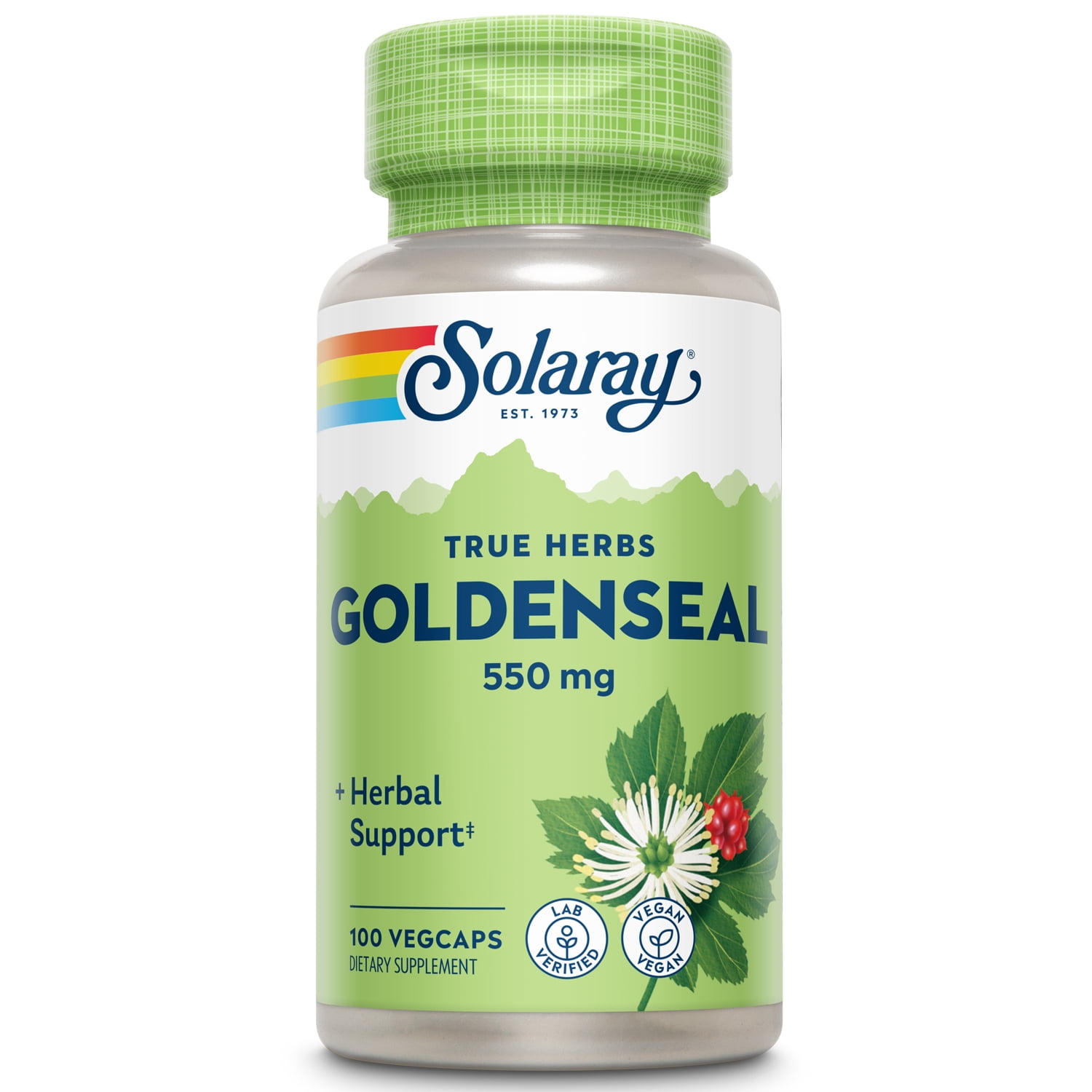 Solaray Goldenseal Root 550mg | Healthy Digestion, Immune Function & Respiratory Support | Whole Root | Non-GMO, Vegan & Lab Verified | 100 VegCaps