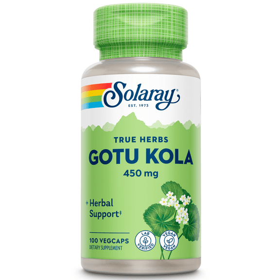 Solaray Gotu Kola 450 mg | Healthy Mood & Blood Circulation Support | Non-GMO & Vegan | 100 VegCaps