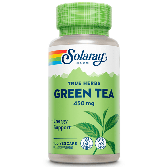 Solaray Green Tea Leaf 450 mg | Healthy Metabolism, Energy, Mood & Mind Support | Antioxidant Activity | 100 VegCaps
