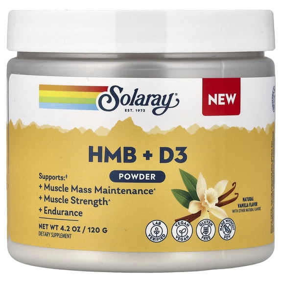 Solaray HMB + D3 Powder, Natural Vanilla, 4.2 oz (120 g)