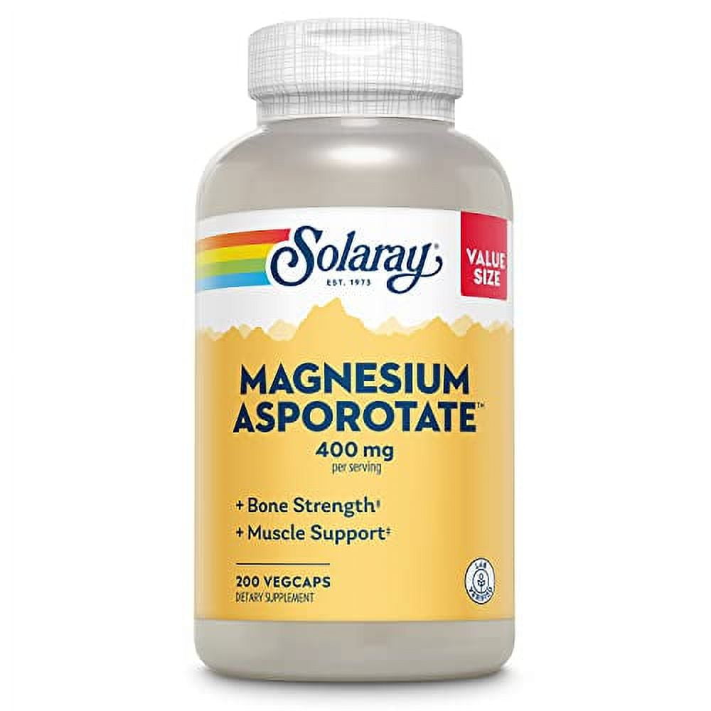 Solaray Magnesium Asporotate 400 mg, Chelated Magnesium Supplement for