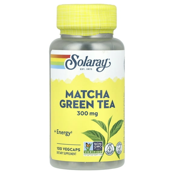 Solaray Matcha Green Tea 300 mg | Healthy Energy, Antioxidant, Mood Metabolism Support | 100 VegCaps