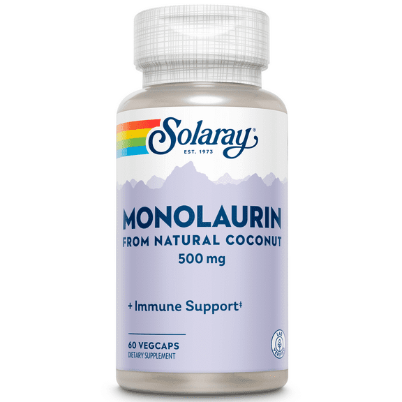 Solaray Monolaurin 500 mg Immune System Support | From Coconuts | Helps Maintain Healthy Gut Flora | 60CT