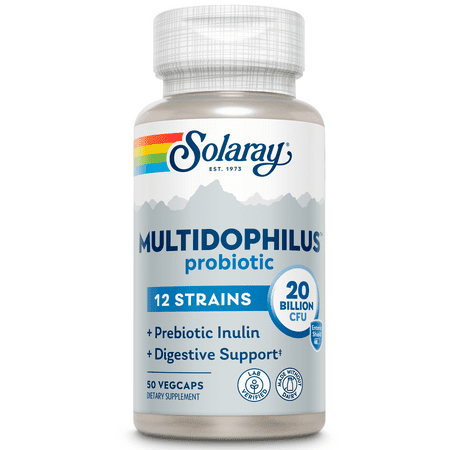 Solaray Multidophilus 12 Strain Probiotic | 20 Billion CFU | Healthy Gut Support | 25 Servings | 50 Enteric VegCaps