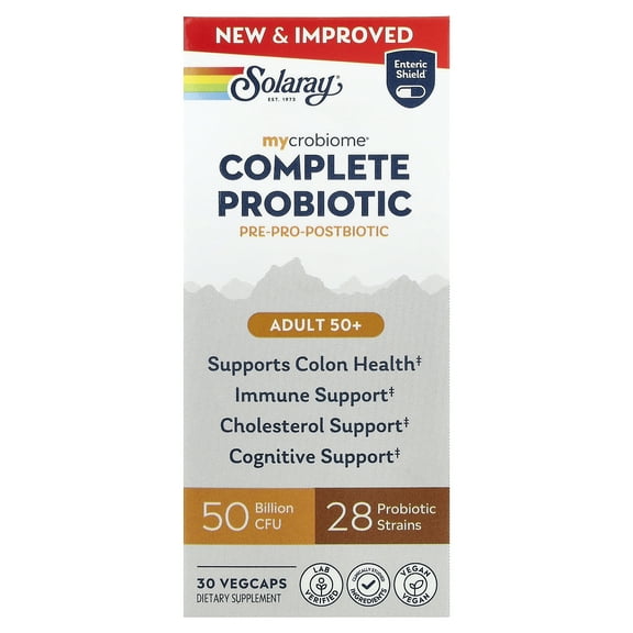 Solaray Mycrobiome, Complete Probiotic, Adult 50+, 30 VegCaps